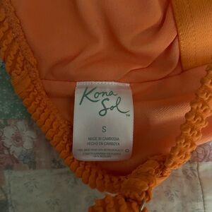Kona Sol Bright Orange Braided Strap Bikini Top
